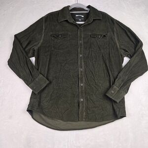 Johnston & Murphy‎ Shirts Men's Button Corduroy Large Green Tailored Fit Pockets